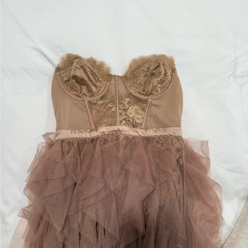 For Love And Lemons Strapless Dress in Nude and Mauve